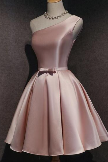 Cute Homecoming Dresses,light Pink Tea Length Satin Wedding Party Dress, Pink Evening Party Dress,custom Made
