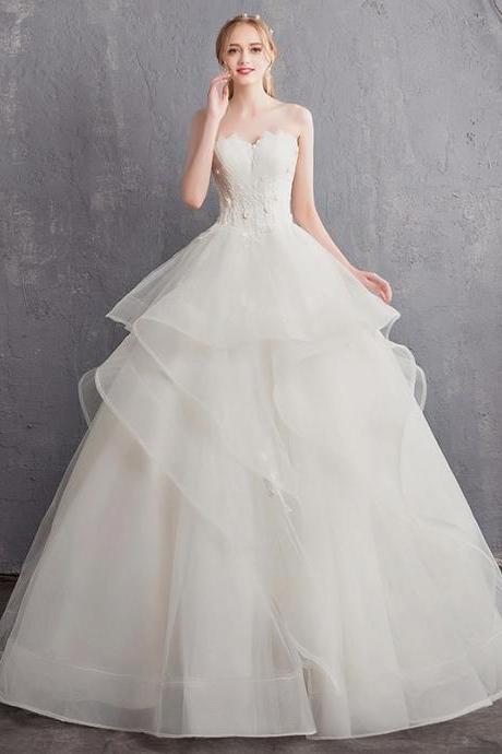 Strapless Bridal Dress,white Wedding Dress,tulle Bridal Dress,chic Ball Gown Wedding Dress,custom Made