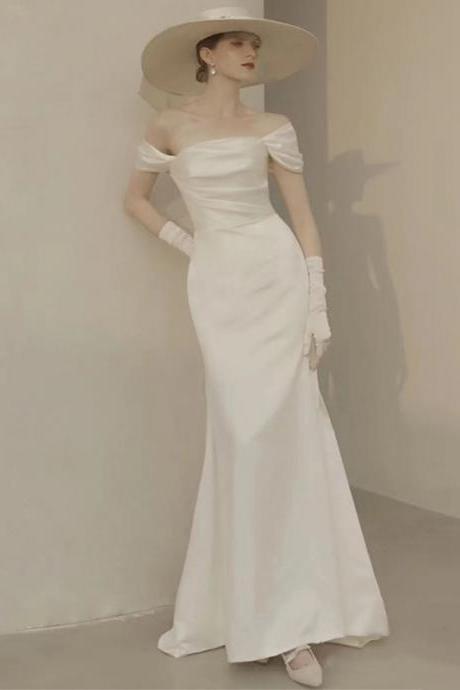 Off Shoulder Bridal Dress,white Wedding Dress,bodycon Bridal Dress,,custom Made