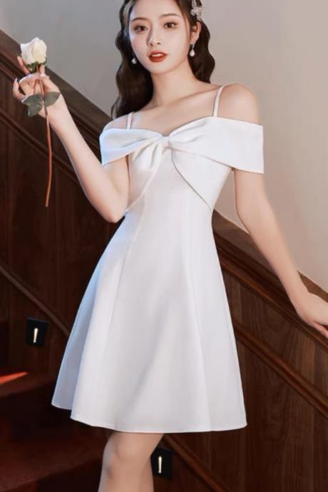 Spaghetti Strap Homecoming Dress,satin Party Dress,short Graduation Dress,cute White Dress,custom Made