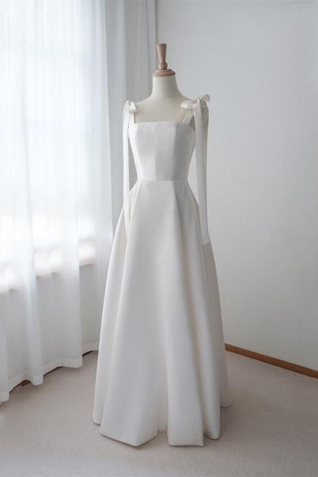 Spaghetti Strap Party Dress, Cute Prom Dress, White Evening Dress,sweet Bridal Dress,custom Made