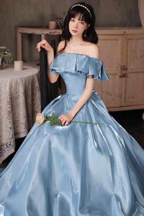 Off Shoulder Prom Dress, Blue Evening Dress,princess Party Dress,sweet Graduation Dress,custom Made