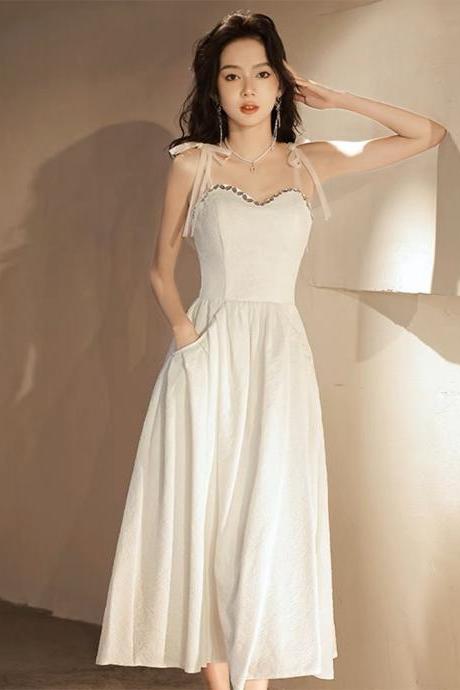 Spaghetti Strap Prom Dress,white Evening Dress,sexy Party Dress,stylish Homecoming Dress,custom Made