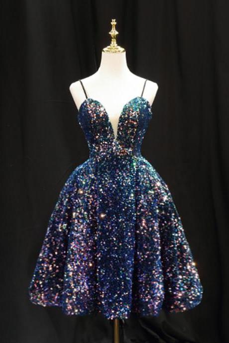 Sparkly Birthday Dress, Halter Pompadour Dress, Sequined Homecoming Dress,sexy Party Dress,custom Made