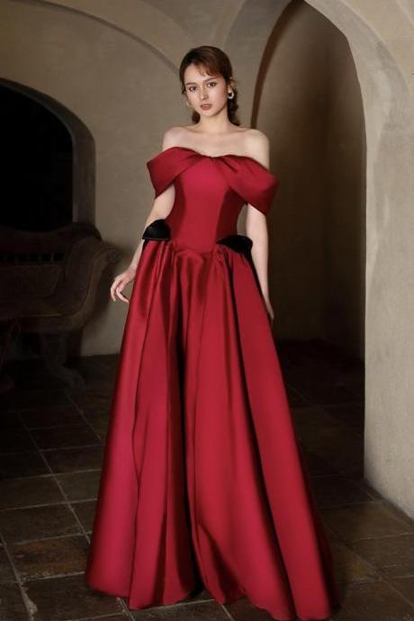 Off Shoulder Evening Dress,red Party Dress,satin Party Dress,charming Prom Dress,custom Made