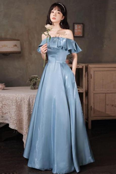 Off Shoulder Evening Dress,blue Prom Dress, Cute Party Dress,custom Made