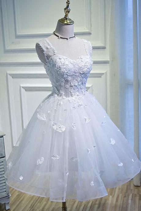 White Short Prom Dress,lace Homecoming Dress,cute Graduation Dress,custom Made