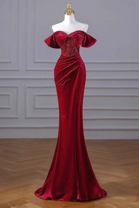 Off Shoulder Evening Dress, Red Party Dress,sexy Prom Dress,sequin Bodycon Dress,custom Made
