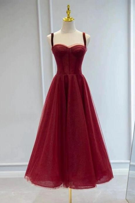 Spaghetti Strap Prom Dress，red Evening Dress,cute Party Dress,sweet Homecoming Dress,custom Made