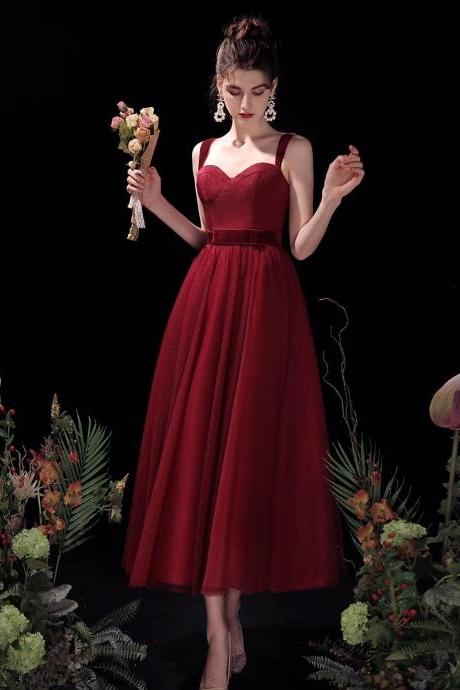Spaghetti Strap Prom Dress，red Evening Dress,cute Party Dress,sweet Homecoming Dress,custom Made