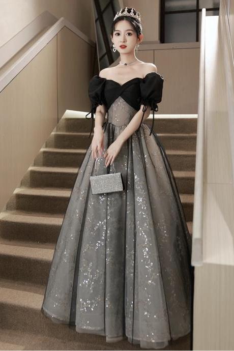 Black Dress, Off-shoulder Evening Dress, Haute Couture Prom Dress, Birthday Princess Dress,custom Made