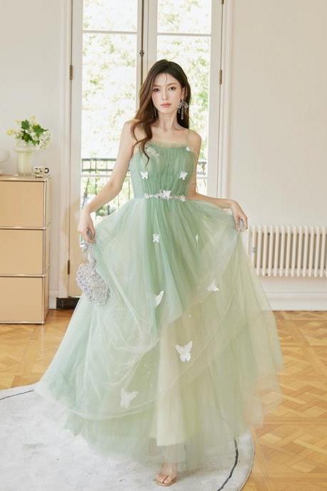 Gradient Party Dress, Fairy Dress,spaghetti Strap Prom Dress With Butterfly