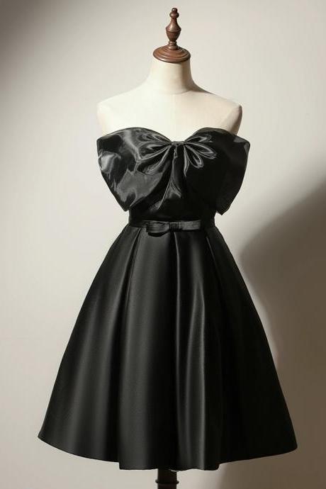 Strapless Homecoming Dress, Tulle Short Prom Dress,little Black Dress
