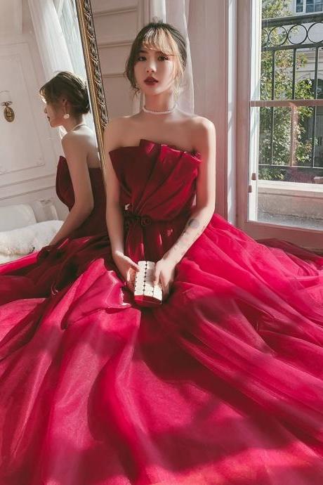 Red Dress, Strapless Prom Dress,charming Evening Dress