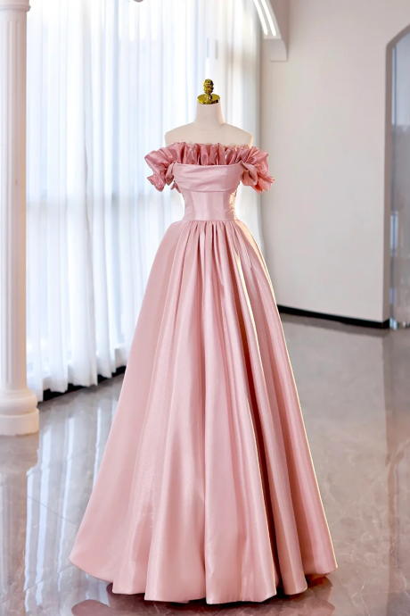 Pastel Pink Ruffled Gala Gown