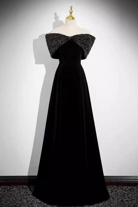 Off Shoulder Party Evening Dress, Black Formal Dress,little Black Dress