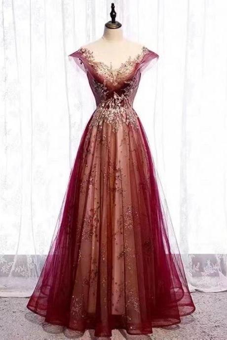 Red Sparkly Evening Dress Glamorous Party Dress ，shiny Prom Dress