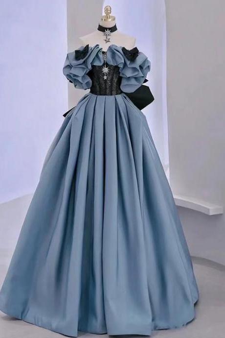 Princess Evening Dress, Blue Party Dress, Unique Birthday Dress