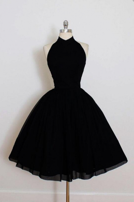 Little Black Dress,halter Neck Homecoming Dress,chiffon Graduation Dress