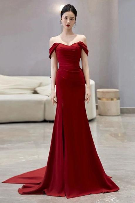 Off Shoulder Advanced Prom Dress Light Luxury Party Dress, Mermaid Socialite Banquet Evening Dress