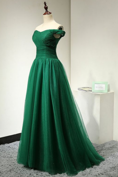 Green Prom Dress,tulle Prom Dress,off The Shoulder Prom Dress,noble Prom Dress,a-line Evening Dress