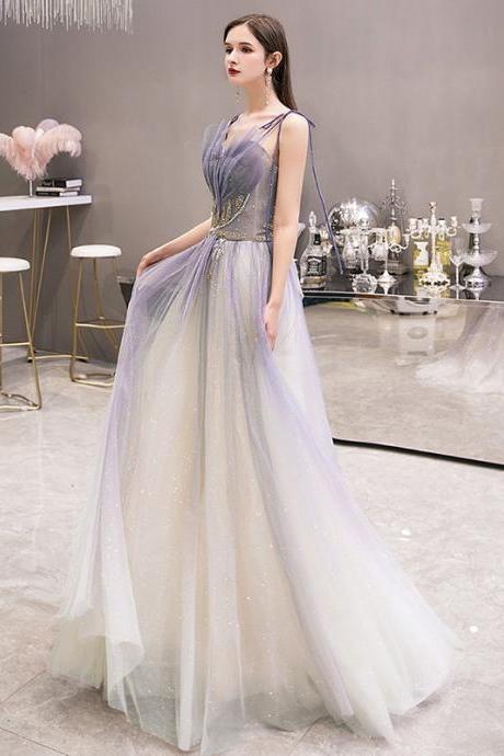 Light Blue Tulle Prom Dress, Fairy Straps Party Dress