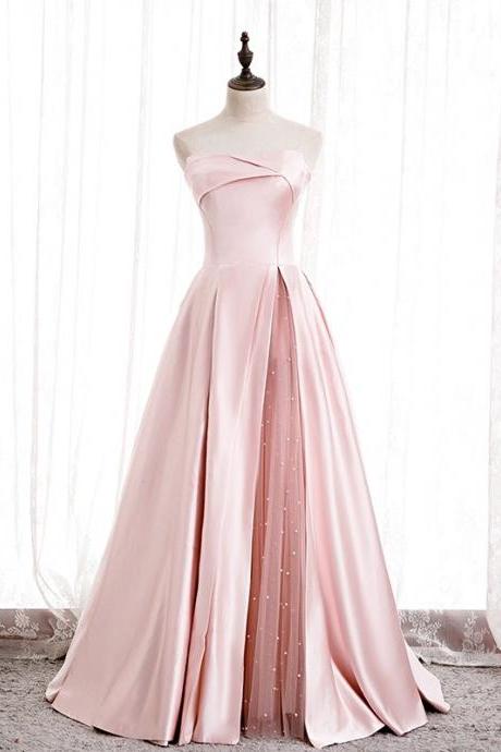 Strapless Party Dress,pink Princess Dress, Cute Birthday Dress