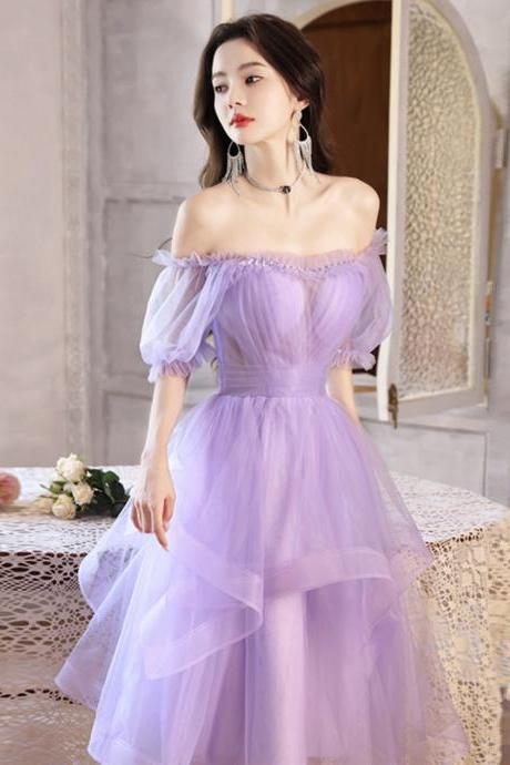 Off Shoulder Party Dress,purple Prom Dress Cute Homecoming Dress
