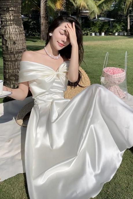 green emerald velvet dress ZAPAKA Women Satin Midi Graduation Dress Scoop Neck A Line Sleeveless Little White Dress, White / AU10