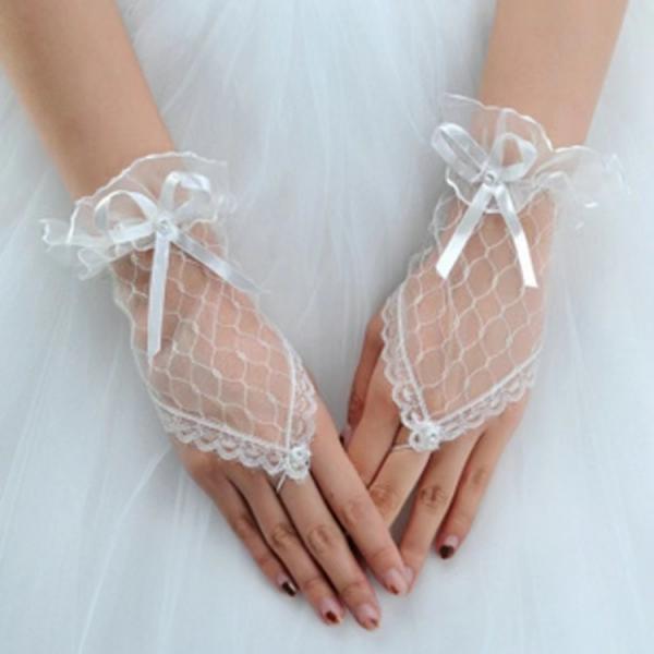 Bride Wedding Dress Gloves, Bridal Evening Dress Lace Short Gloves on ...