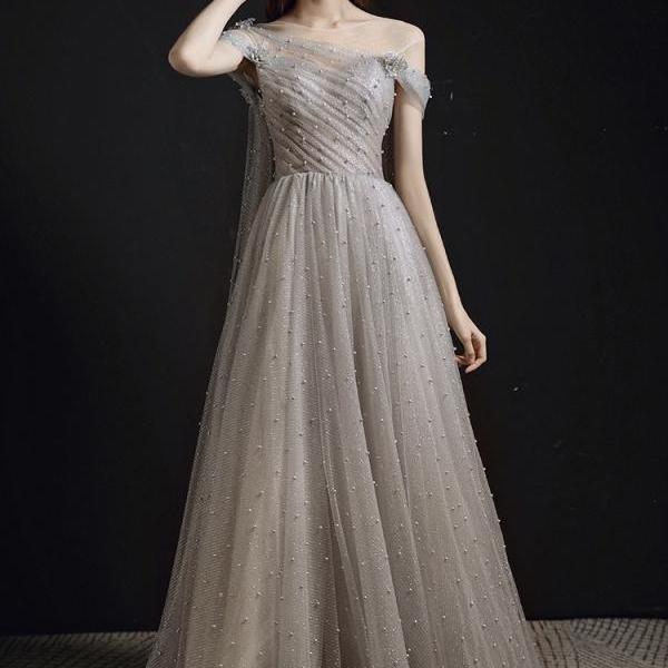 Queen's Party dress, sparkling fairy prom dress,gray dress,custom made