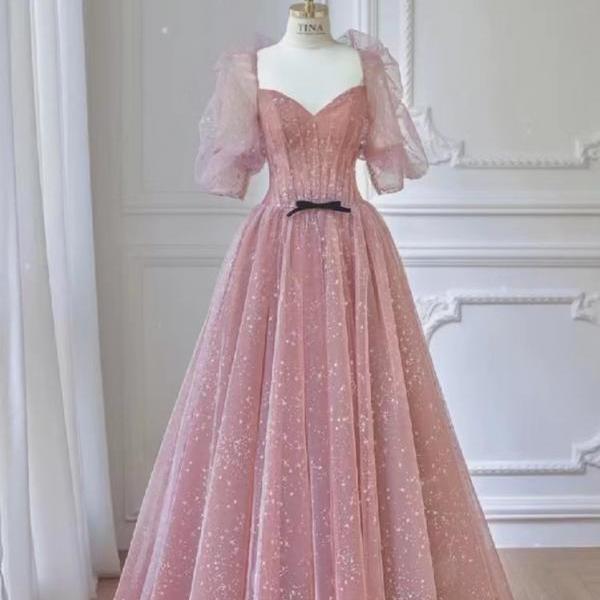 Sweet princess dress, pink party dress, fairy prom dress ,custom made