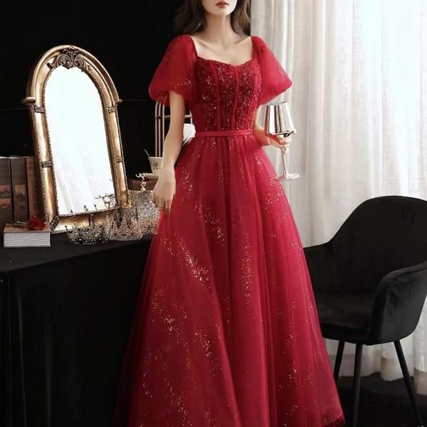 Sweet prom dress,red party dress,elegant evening dress,custom made