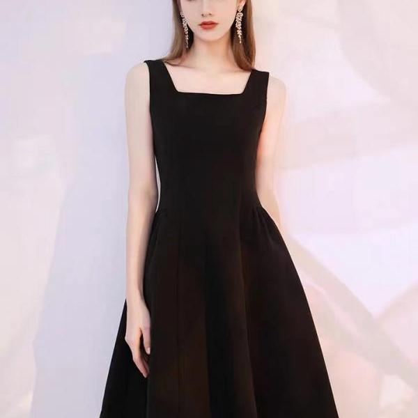 Black graduation dress, off shoulder party dress,sexy midi dress,custom made