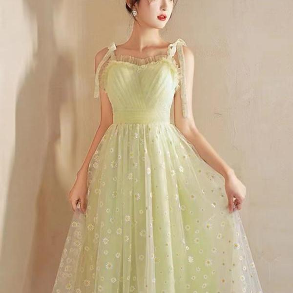 Daisy dress, fairy dress, temperament birthday party dress, spaghetti strap bridesmaid dress,Custom Made