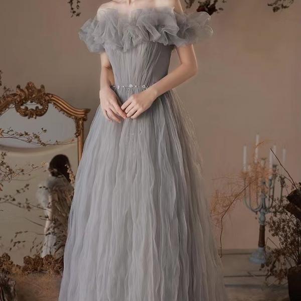 Off-the-shoulder evening dress, new style, fairy dress, halter party , princess bridesmaid dress,custom made