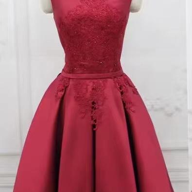 Red evening dress,sleeveless party dress,cute homecomig dress,Custom Made
