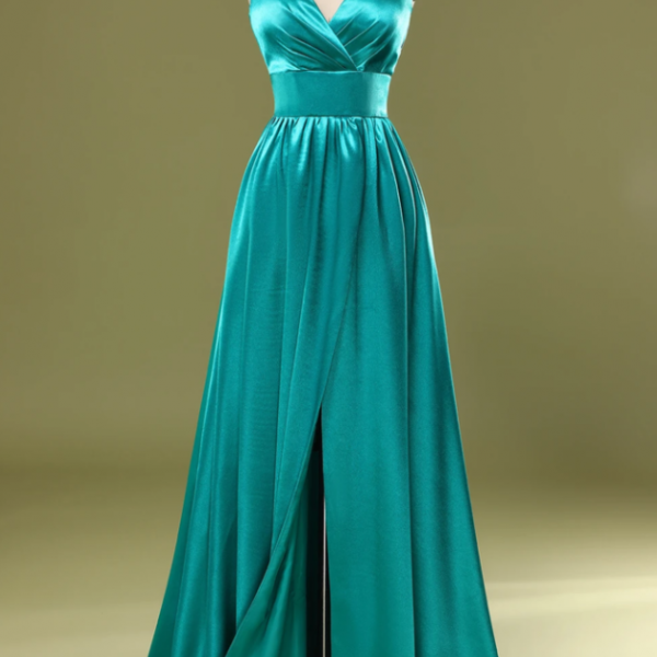 SIMPLE RED V NECK CHIFFON LONG PROM DRESS, RED EVENING DRESS on Luulla