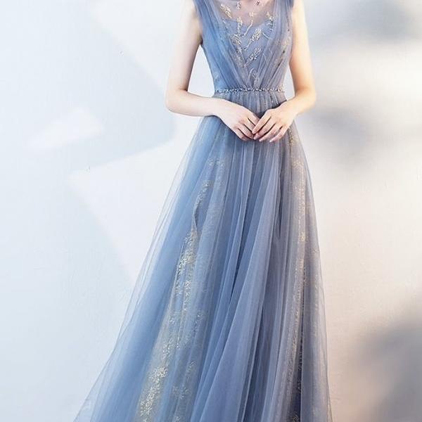 Elegant Glamour Ball Gown Sequin Blue Prom Dress Party Dress Evening Dresses DP901