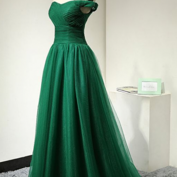 Green Prom Dress,tulle Prom Dress,off The Shoulder Prom Dress,noble Prom Dress,A-line Evening Dress