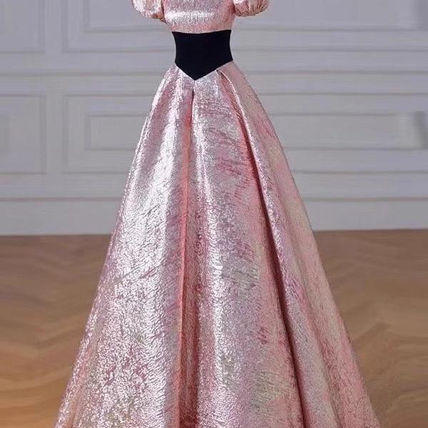 Pink party dress, light luxury princess dress, elegant off shoulder birthday dress