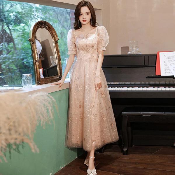 13320 Ecru Off-Shoulder Bow Lace Dress