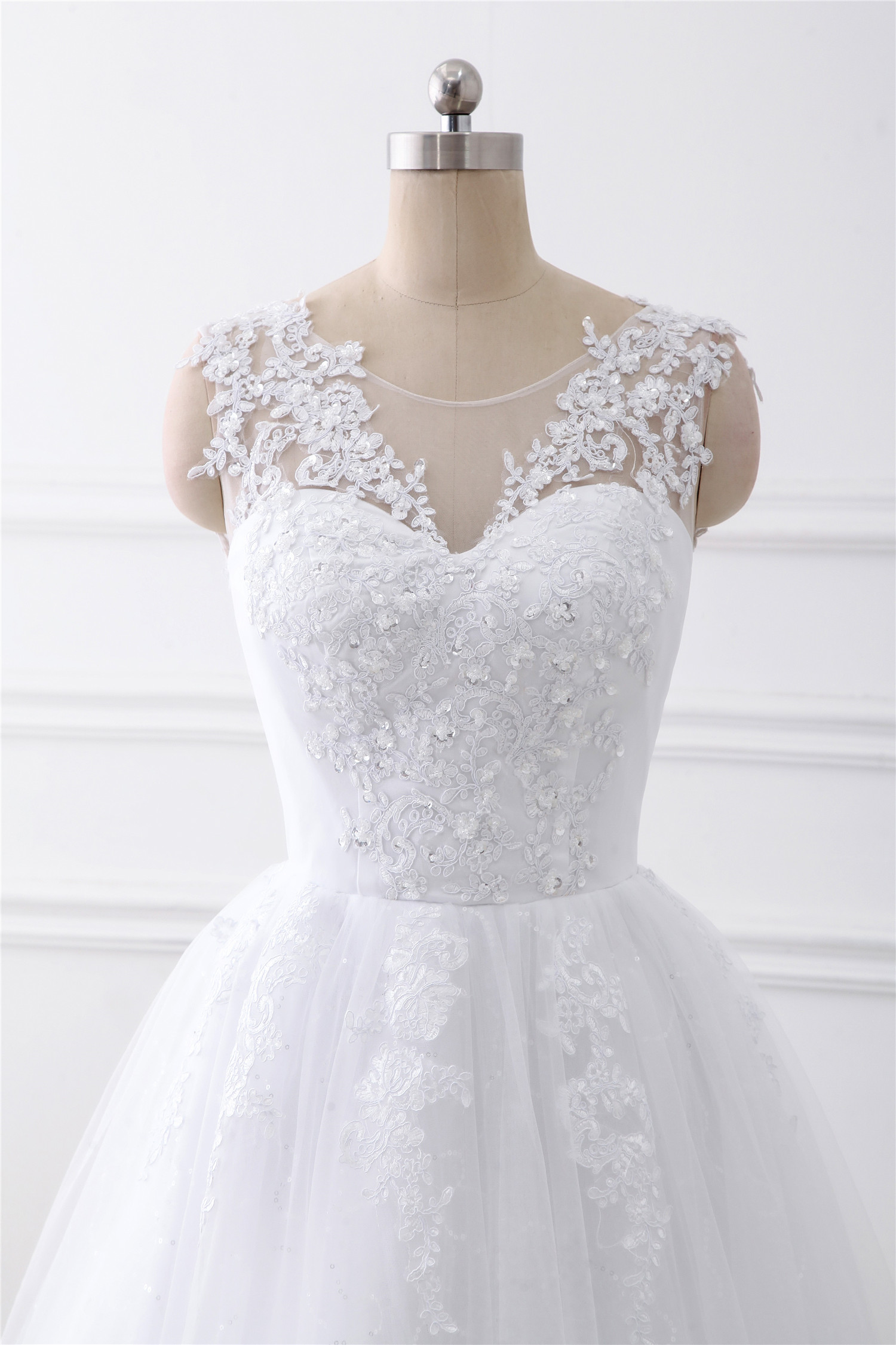 A-line 3D Flower Applique Wedding Dress ,scoop Neck Wedding Dress ...