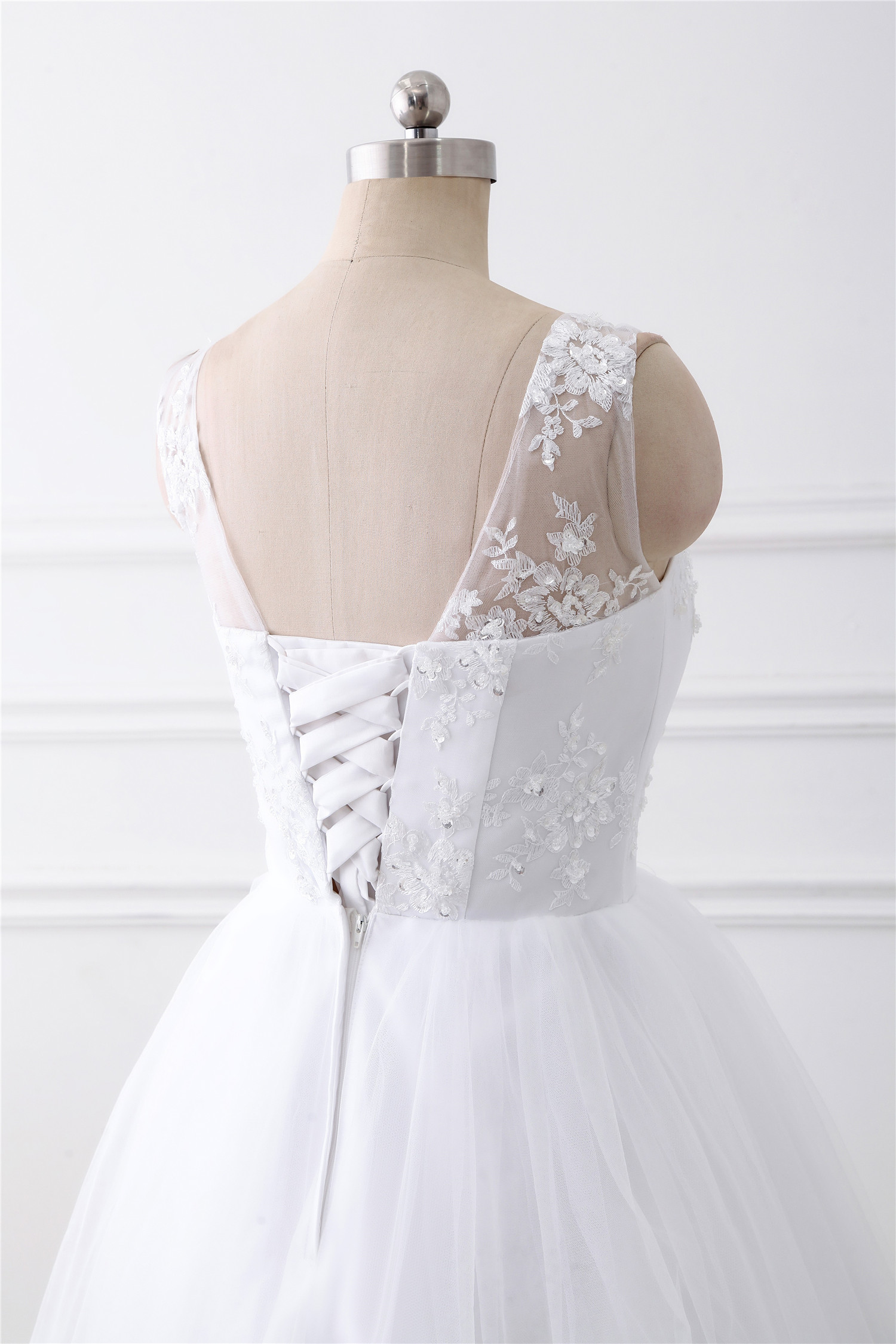 A-line Lace Applique Wedding Dress ,sexy V Neck Wedding Dress , Luxury Beading Sleeveless ...