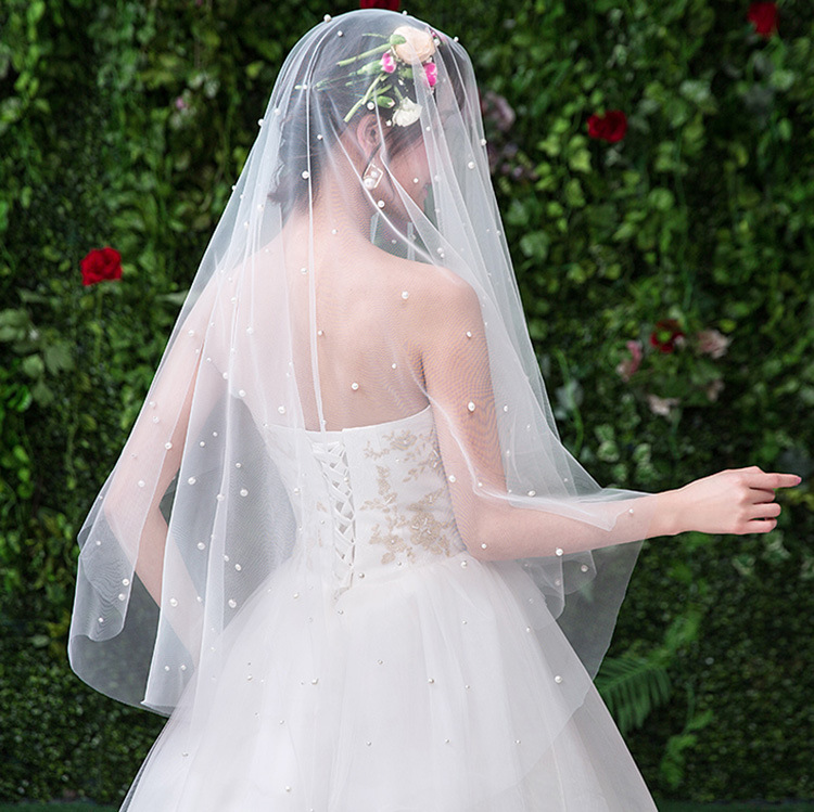 Bride Headdress, Simple Pearl Headdress, Travel Photo Wedding Veil ...