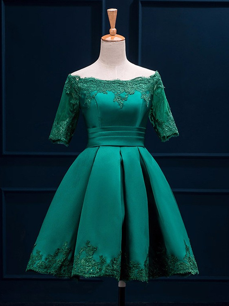 Green Party Dress, Off Shoulder Homecoming Dress ,custom Made on Luulla