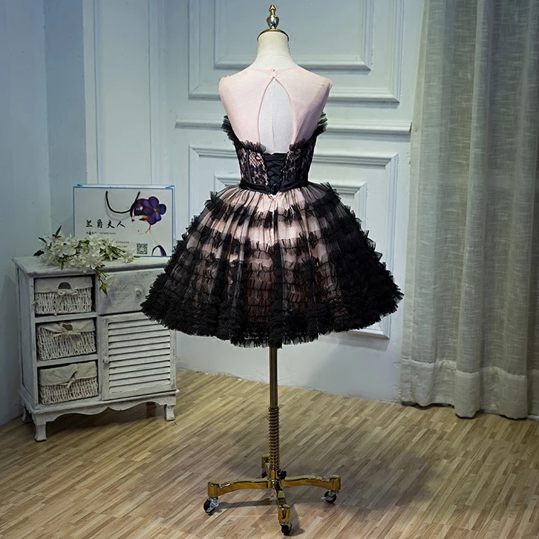 Short Style Evening Dress, Black Princess Dress, Sweet Homecoming Dress ...