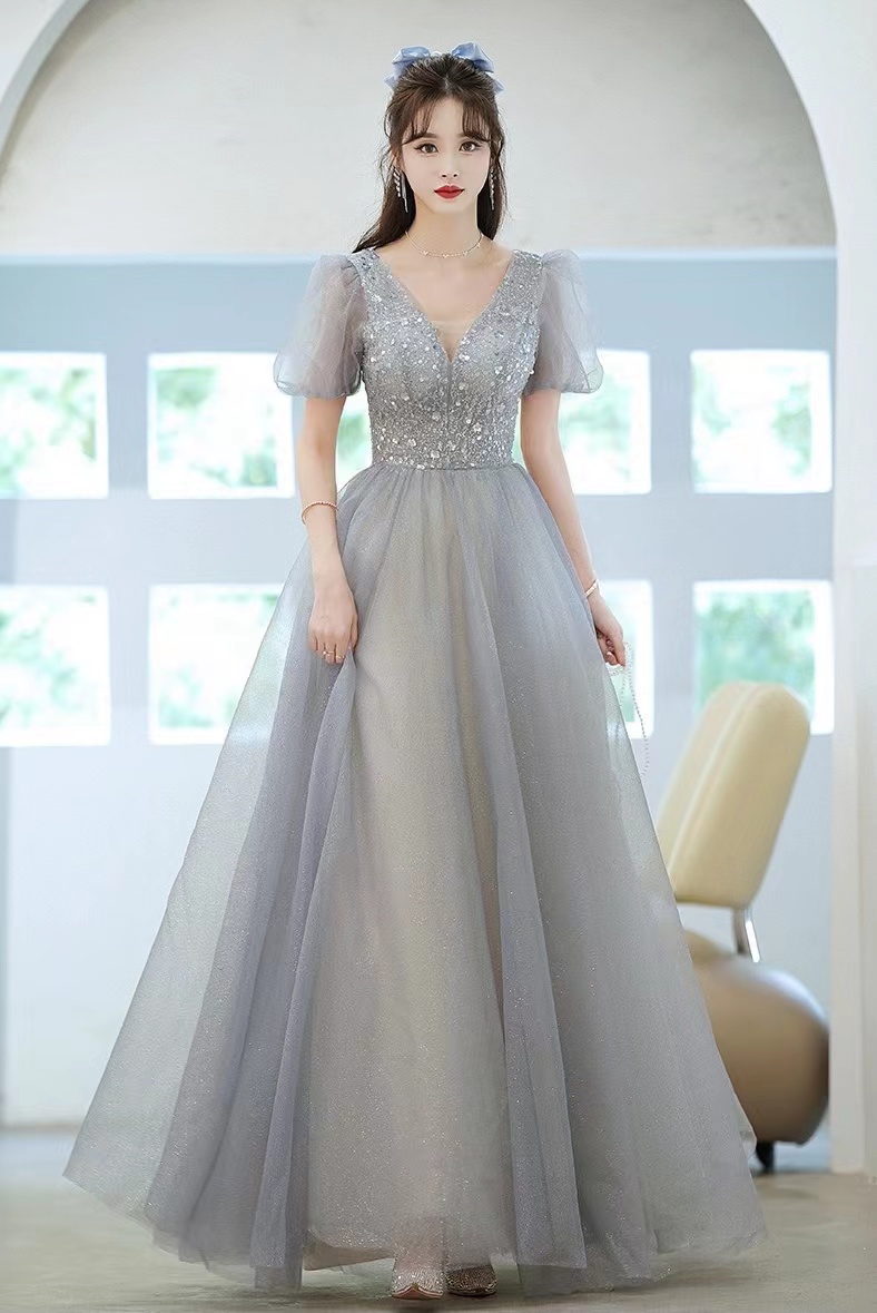 V-neck Party Dress, Fairy Princess Dress, Luxurious Beaded Dress ...