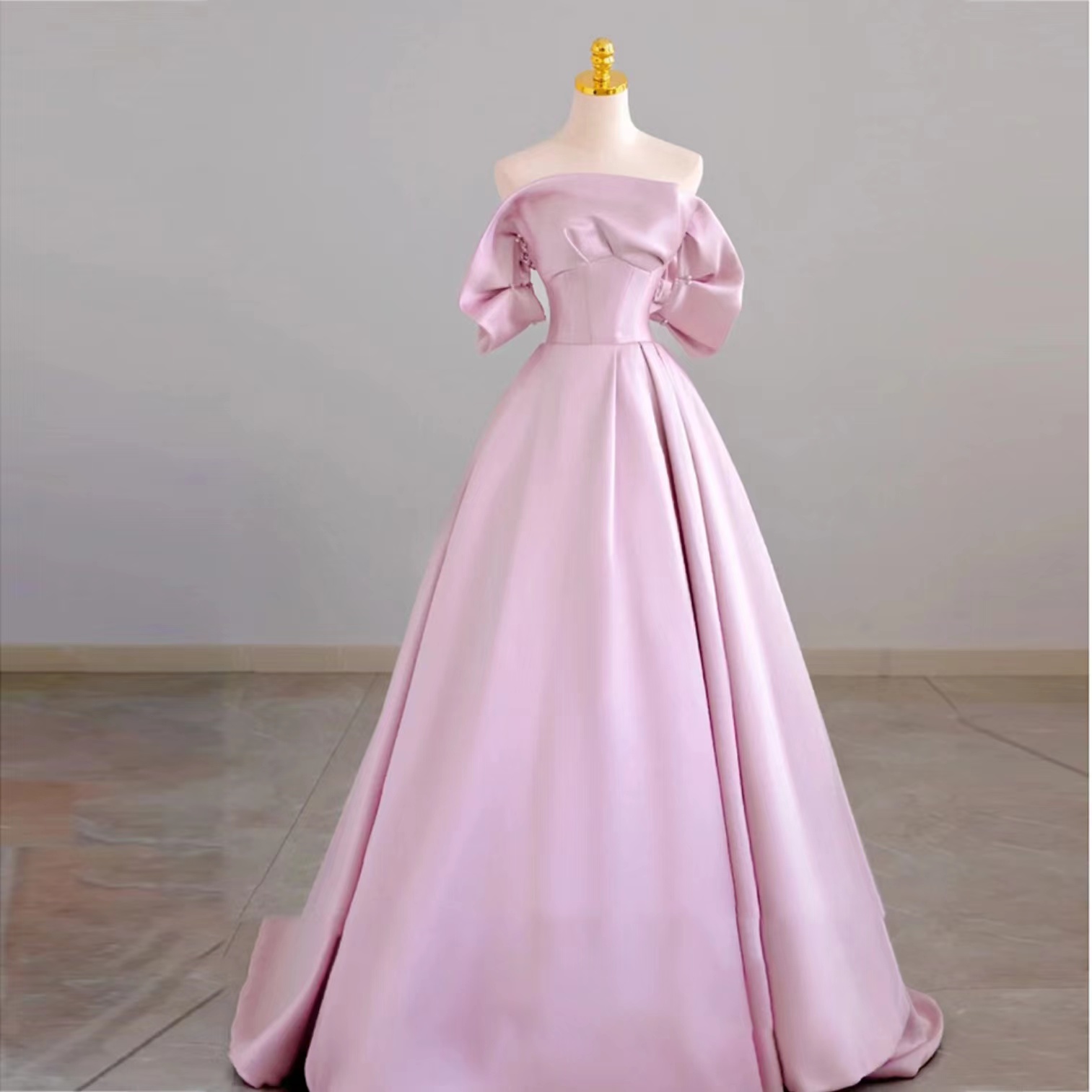 Off Shoulder Prom Dress,formal Evening Dress,pink Satin Party Dress ...