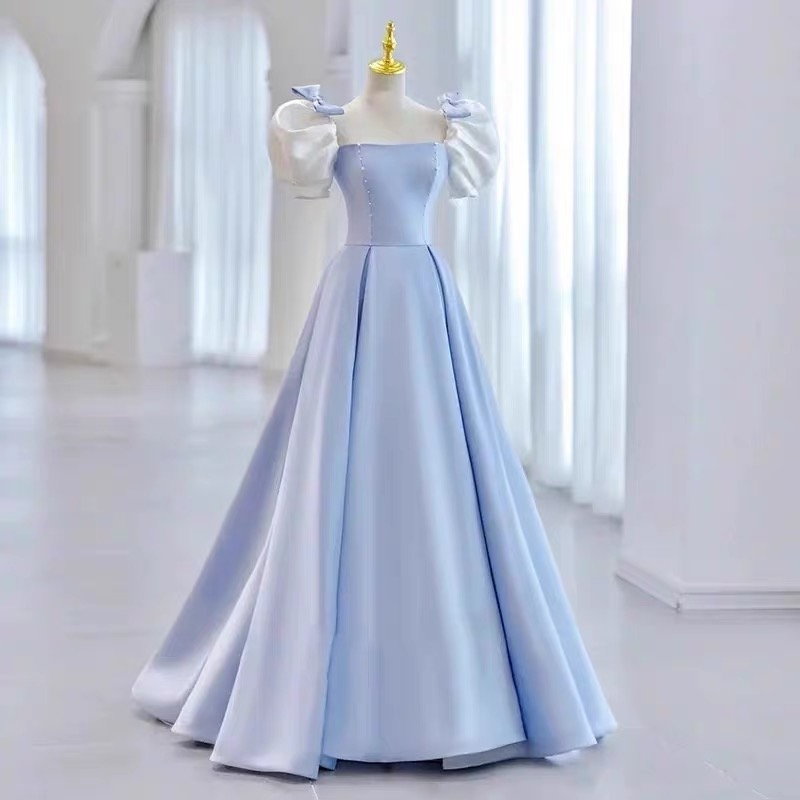 Off Shoulder Prom Dress,blue Evening Dress,elegant Party Dress,princess ...